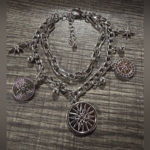 Silver Charm Bracelet Sun and Stars